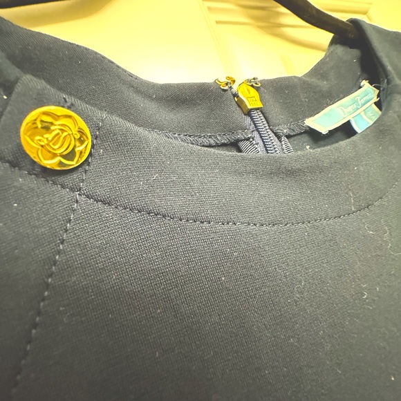 Draper James navy blue midi dress with gold button details.  Size Medium - Picture 4 of 10